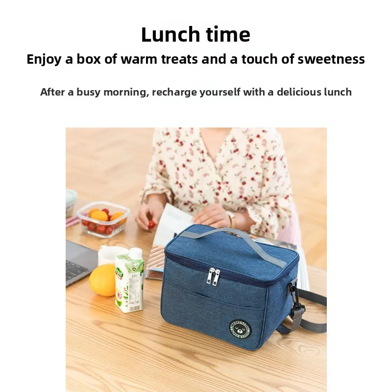 

Портативная сумка для ланч-бокса с отделением для риса, утолщенная термосумка для еды, сумка для обеда, из ткани Оксфорд, сумка для бенто.