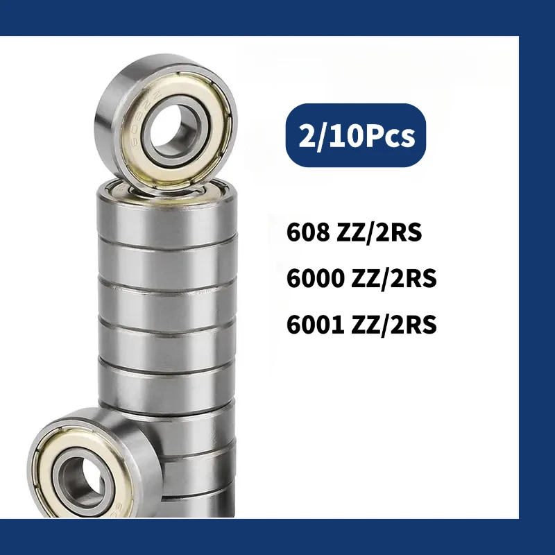 2/10Pcs 608 6000 6001 ZZ / 2RS Chrome Steel Miniature Deep Groove Ball Bearings