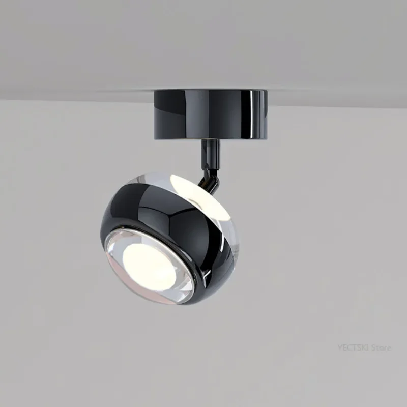 GHJUYIOL Surface mounted spotlight with adjustable angle, folding and rotating ceiling mounted, no main light, living room aisle