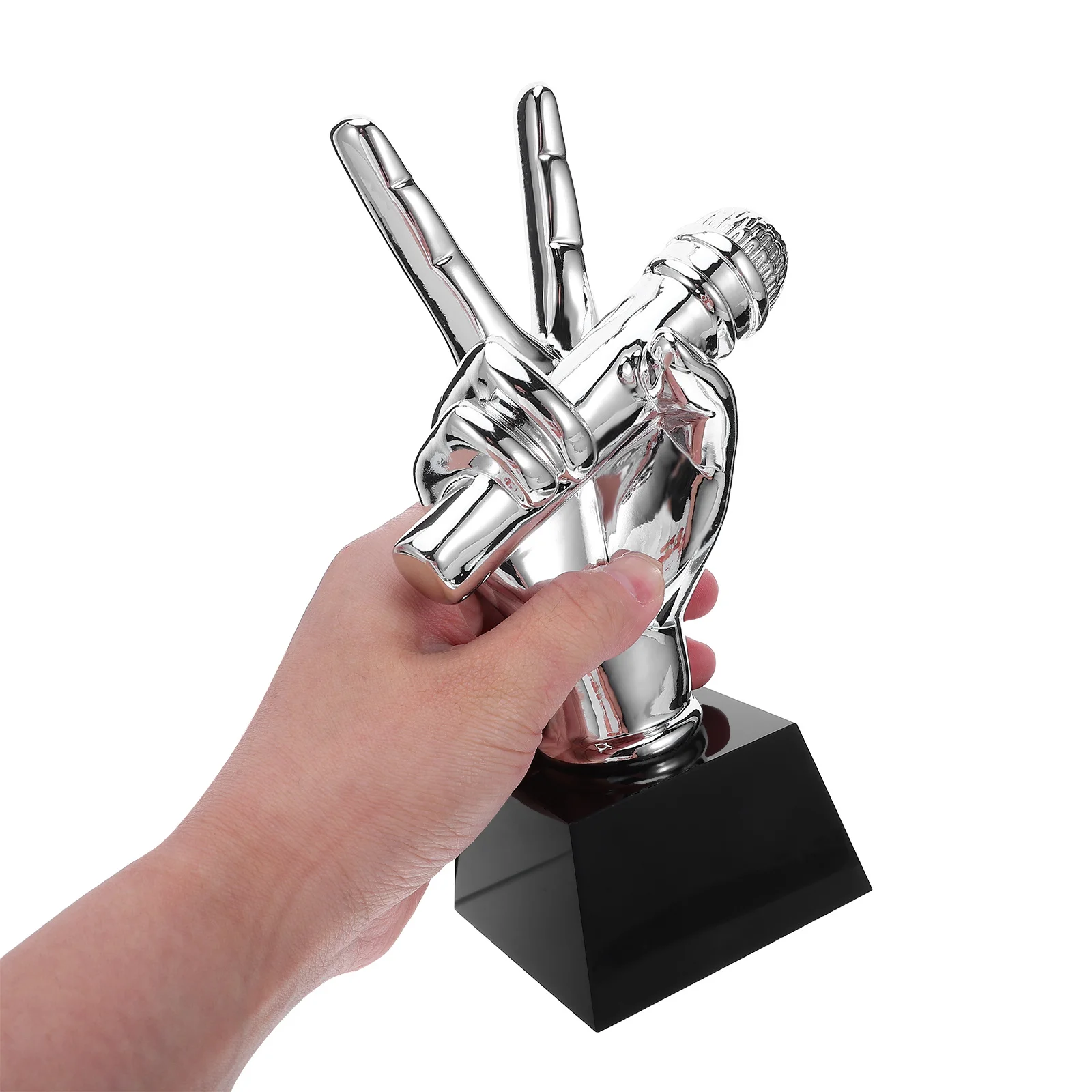 

Microphone Trophy Resin Music Competition Karaoke Singing Contest Award Decorative Piece for Enthusiasts Performers Events