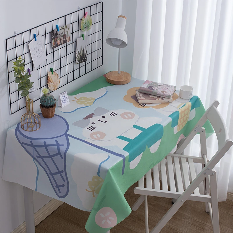 VIKAMA Cat Ice Cream Cartoon Tablecloth, 6 Designs, Waterproof Washable Table Cover for Kitchen Dining Party