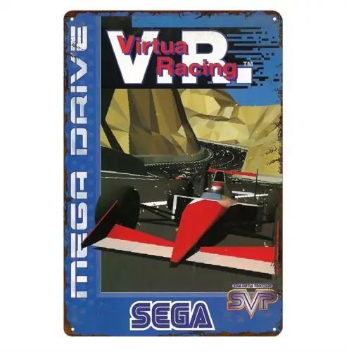 Cartel de chapa de cartel de Metal de videojuego Retro Mega Drive de carreras virtuales 20*30cm