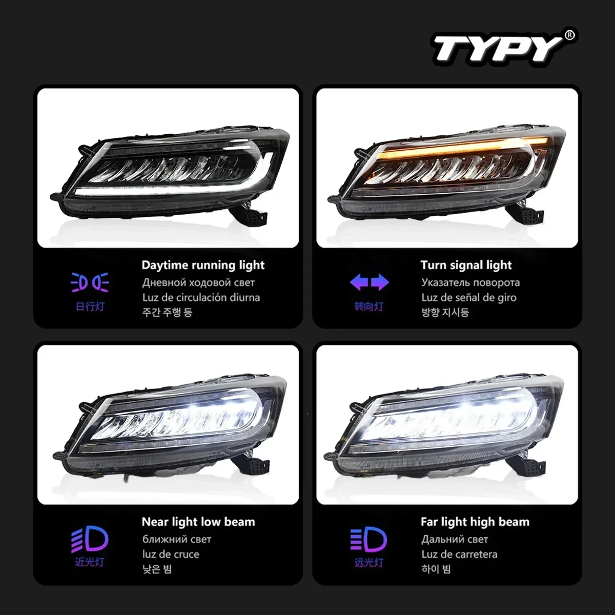 

TYPY New LED Head Lamp Upgrade Modified For Honda Accord 8th Headlight 2008-2012 Dynamic Signal Head Lamp Auto Accessories