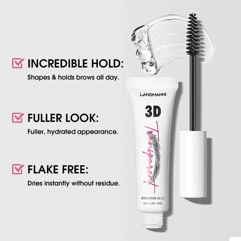 3D Eyebrow Glue Waterproof Eyebrow Style Gel Professional Makeup The Brow Glue Extreme Hold Eyebrow Gel Brow Fixer