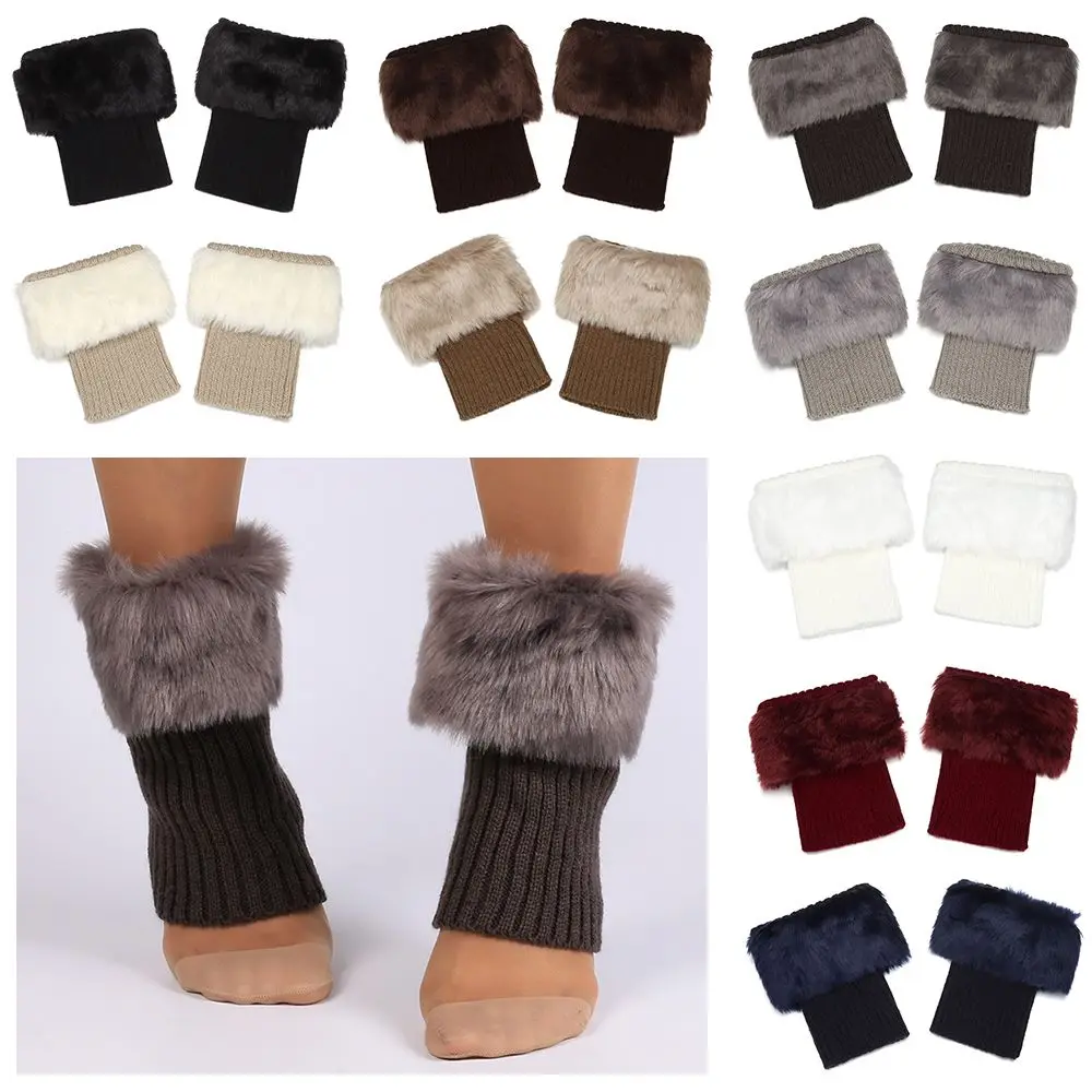 1 Pair New Women Winter Knitting Leg Warmers Boot Cover Keep Warm Socks Solid Color Short Socks Boot Warmers Boot Toppers