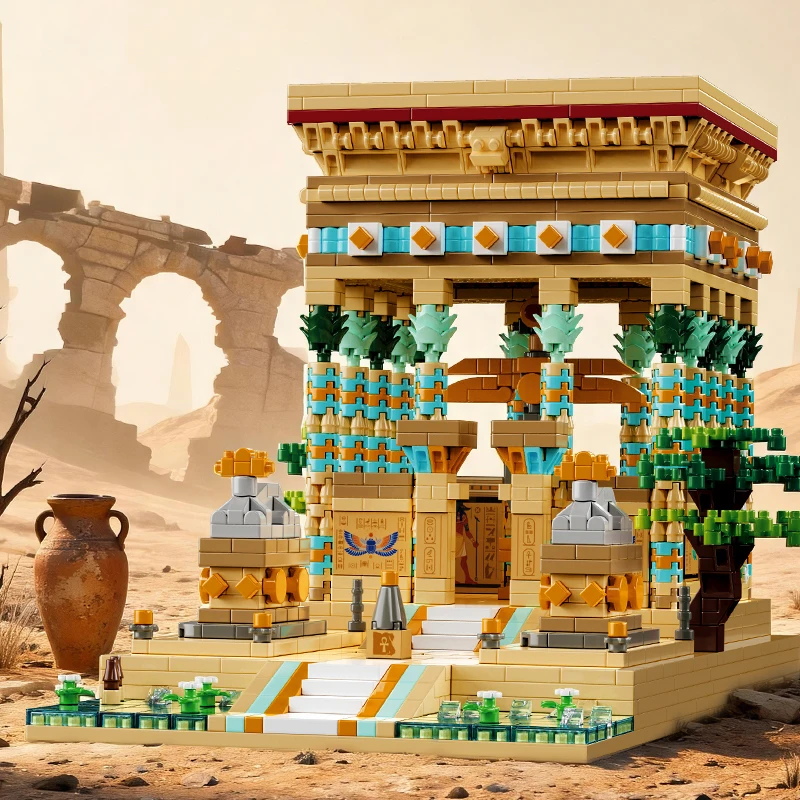 Ancient Egyptian Temple of Philae Micro Building Blocks Set Creative Bricks Assembly Toys Adult Holiday Gifts DIY Toys 2000+Pcs