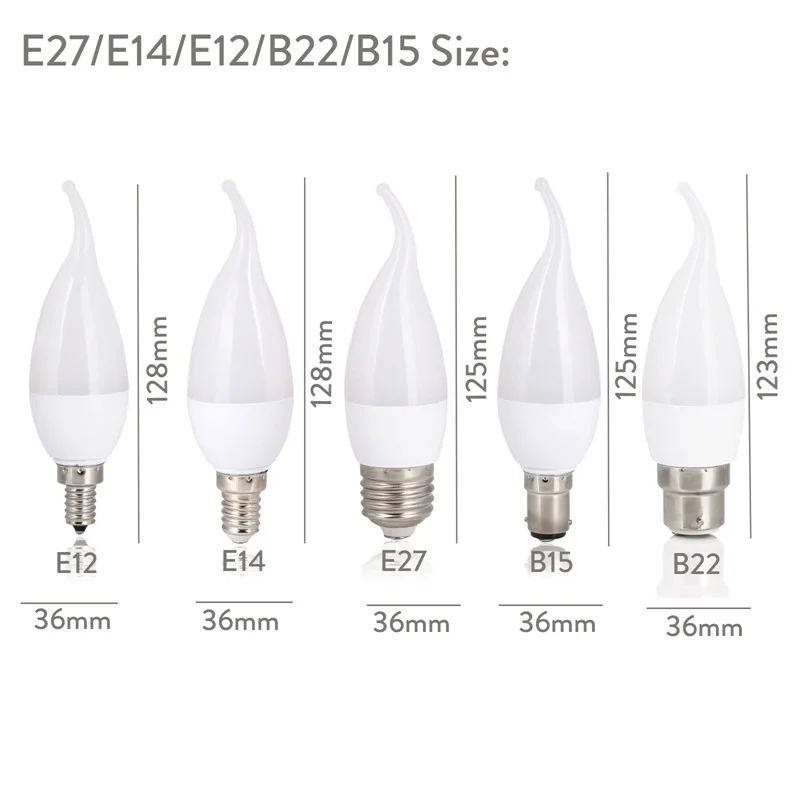 3W LED Flame Bulb E12 E14 B22 E26 E27 for Chandelier Candle Lamp 2835SMD Decoratives Home Lighting Replace 30W Halogen Lamps