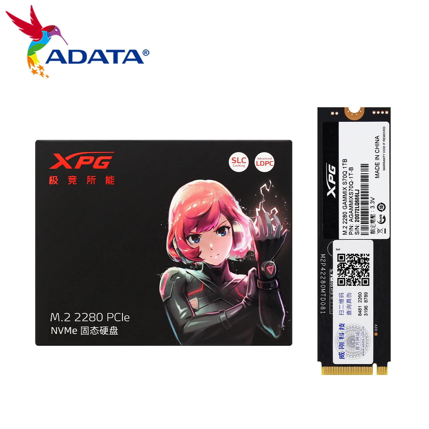 ADATA XPG S70Q SSD PCIe4.0 Internai Solid State Drive 1TB NVMe M.2 2280 SSD High Speed 7000MB/s Hard Drive SSD for Desktop