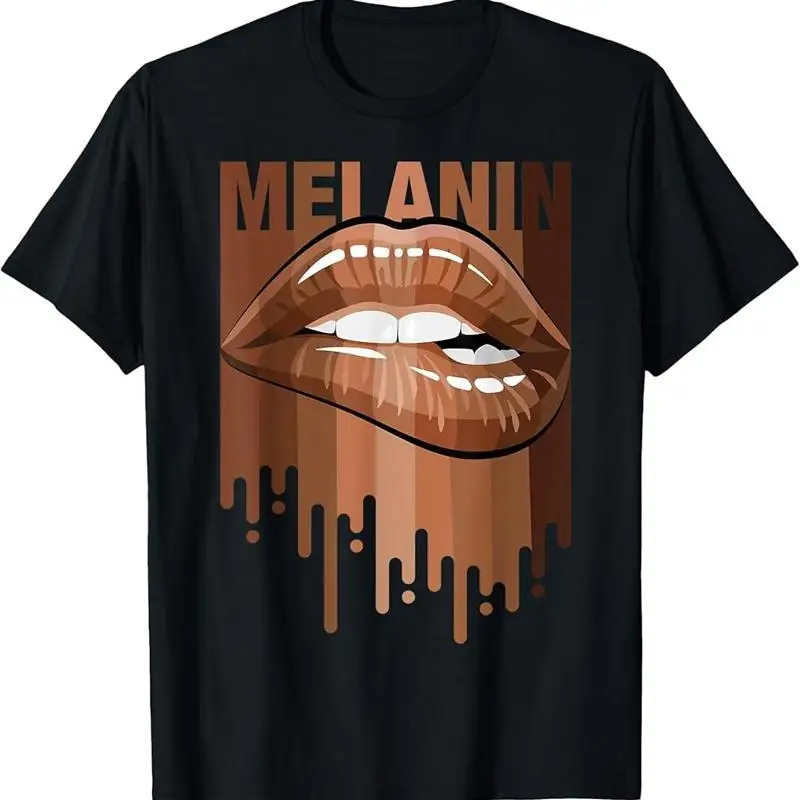 Cool Melanin Girl Lips Graphic Tees, Black Girls Magic Style T-Shirt