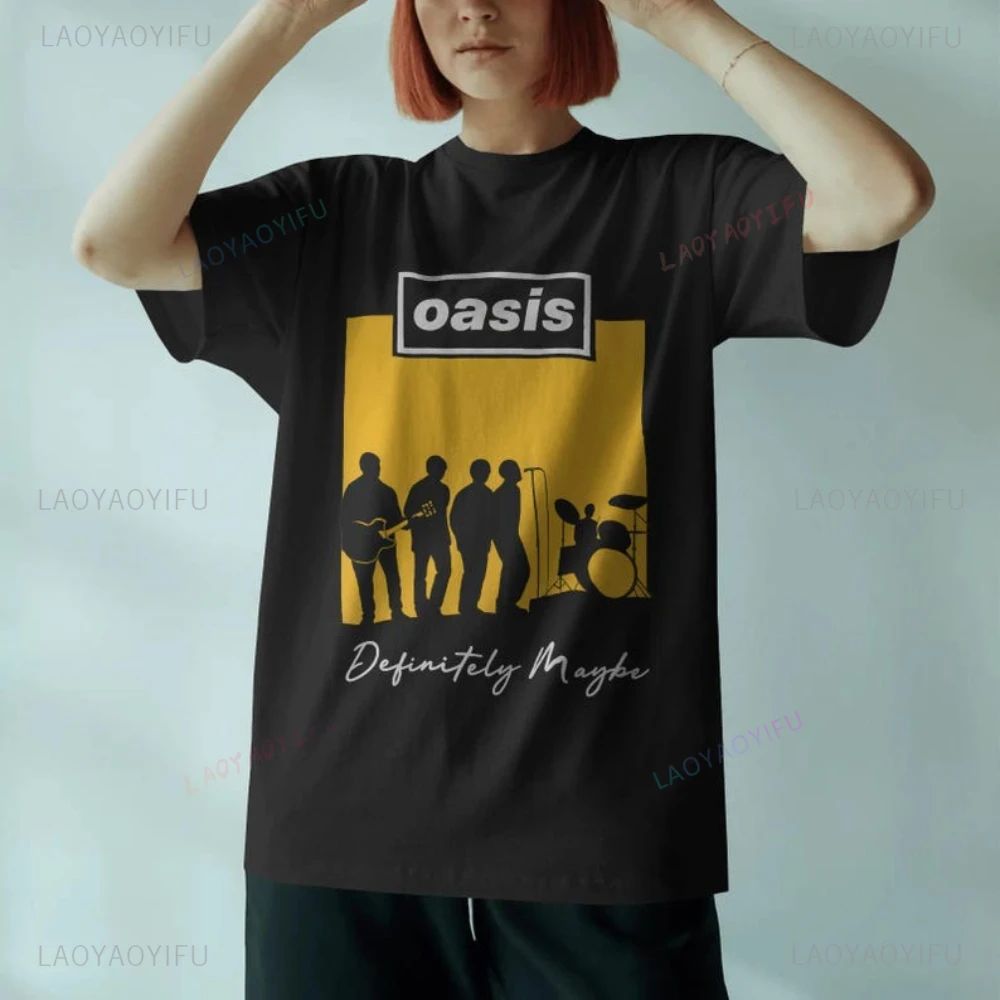 

Oasis Band Heavy Cotton Music Lover в стиле гранж, женские футболки с графическим рисунком, концертная одежда, подарок для любителей рок, футболка 2025 года, альтернатива