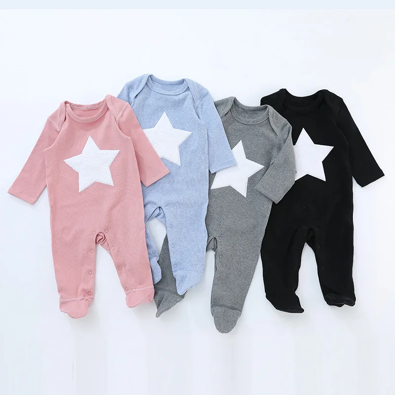 

Newborn Baby Footed Romper Boy Girl Spring Autumn Long Sleeve Cotton Jumpsuit Overall Infant Onesies Start Baby footies Clothes