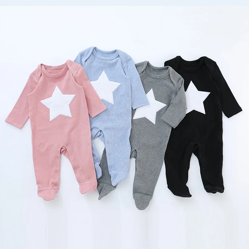 Newborn Baby Footed Romper Boy Girl Spring Autumn Long Sleeve Cotton Jumpsuit Overall Infant Onesies Start Baby footies Clothes