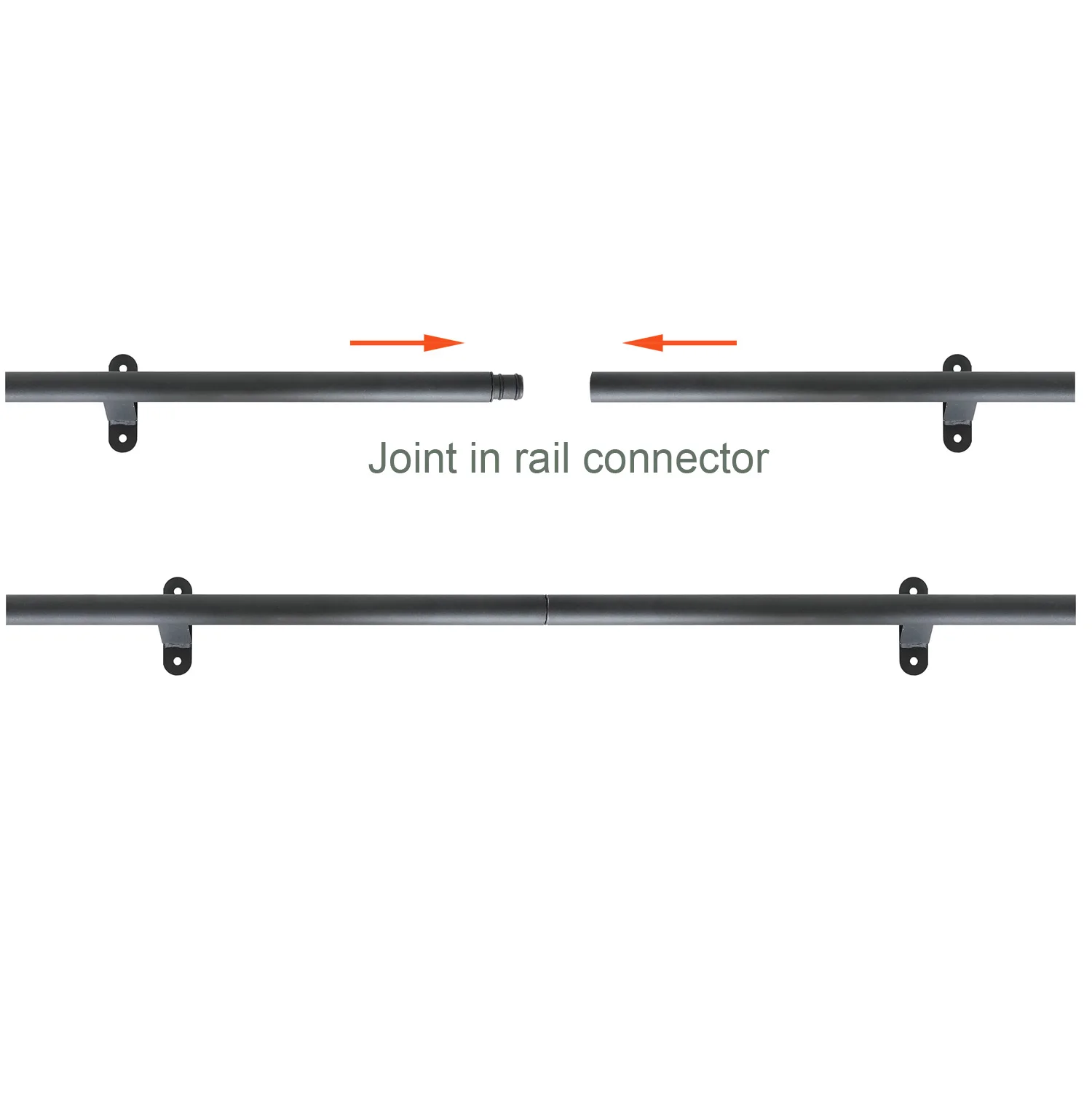 DIYHD 300cm Black Sliding Library Ladder Hardware Rolling Full Set Track Kit(No Ladder), Floor Roller with Brake