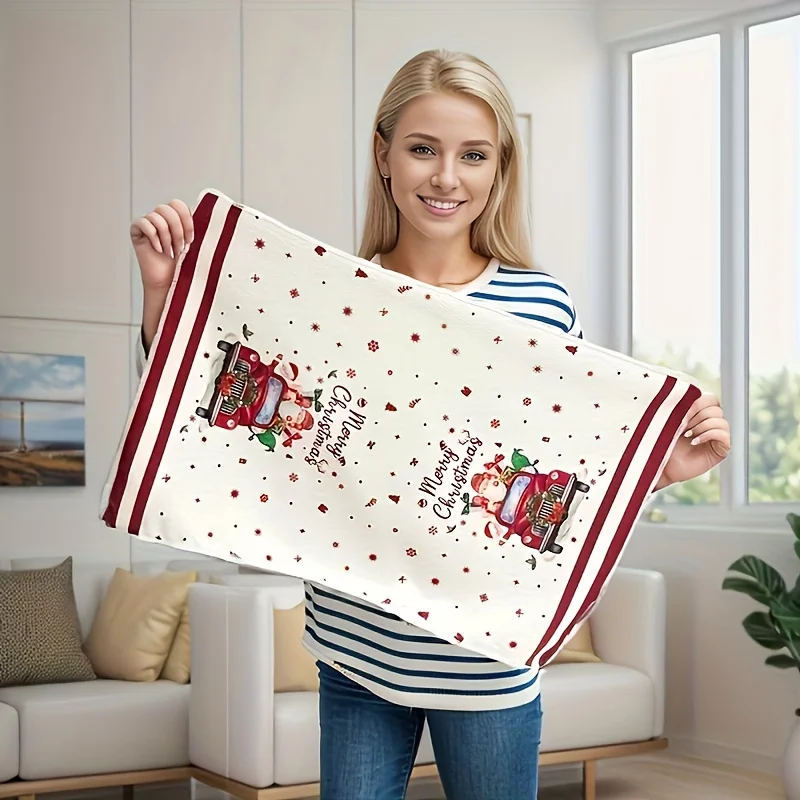 1-Pack Ultra-Soft Microfiber Christmas Towel - Festive Cartoon Design