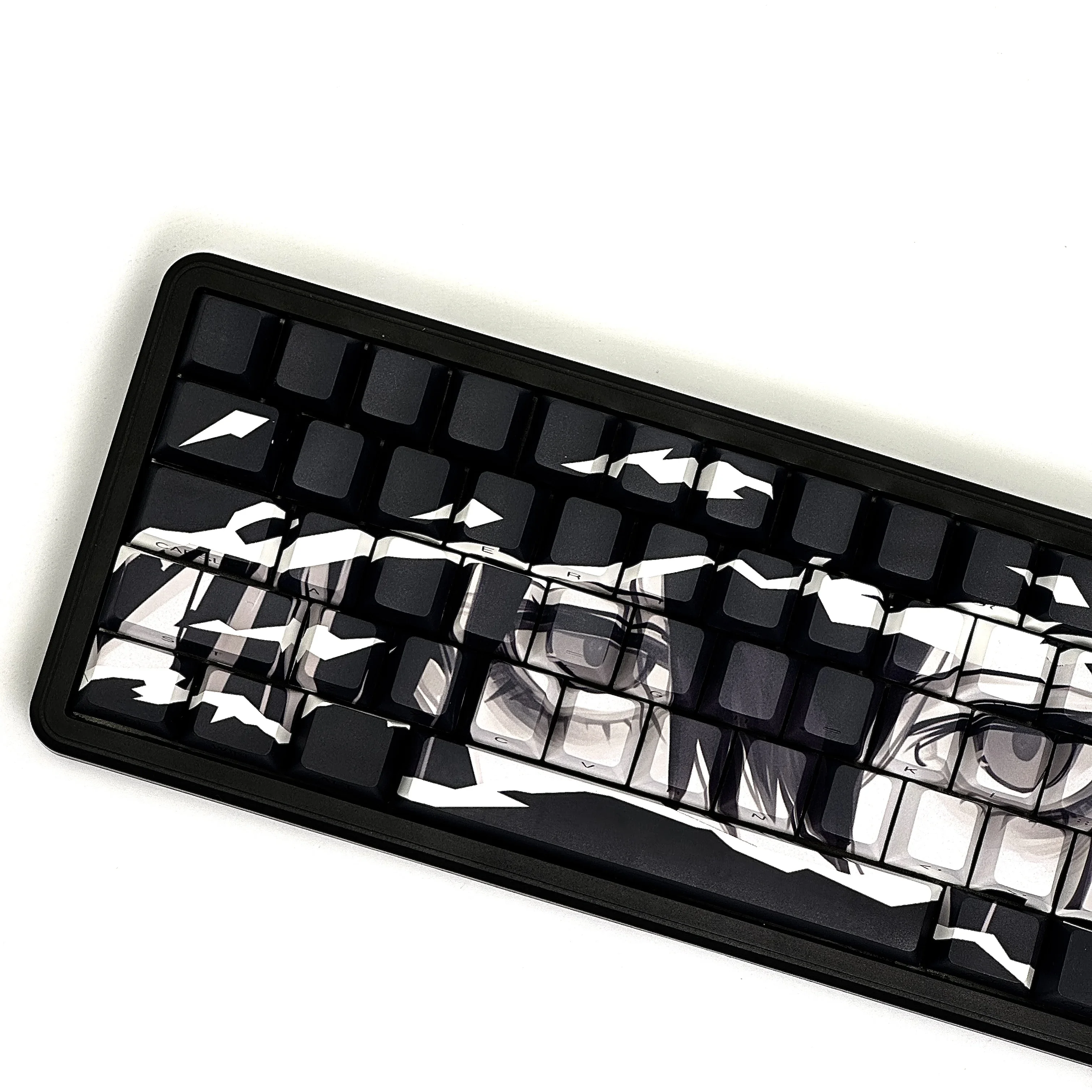 Anime Keycaps Purple Eye Theme Mechanical Keyboard 68Keys Pbt Cherry Profile Thermal Sublimation Keycaps Pc Keyboard Accessorie