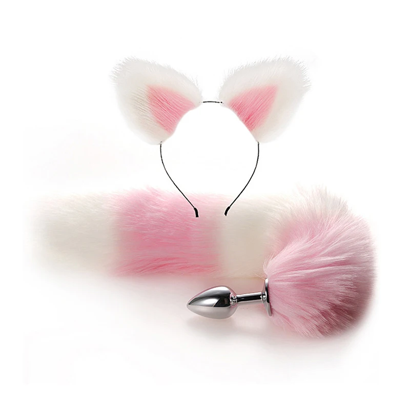 Metal Plush Rabbit Fox Tail Anal Plug Prostate Massager Butt Plug Rabbit Ear BDSM Anus Stimulate Adult Sex Erotic Accessories