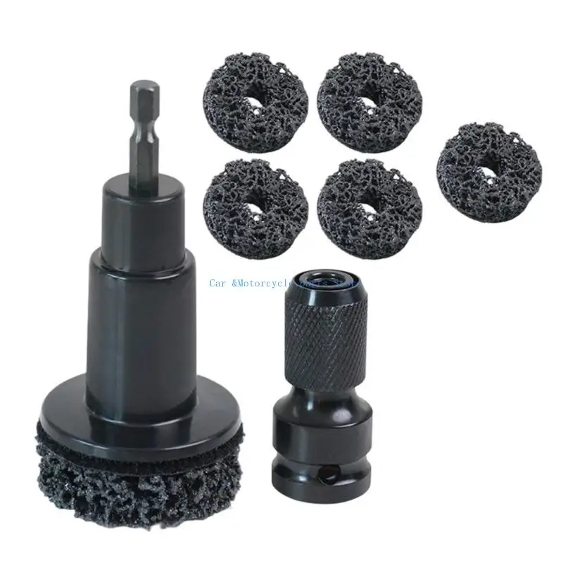 Y9UC Wheel Hub & Brake Surfaces Cleaner 1/4 นิ้วไดรฟ์หกเหลี่ยมฮับฮับล้อกลับและเครื่องมือทำความสะอาดดิสก์เบรกสำหรับรถยนต์