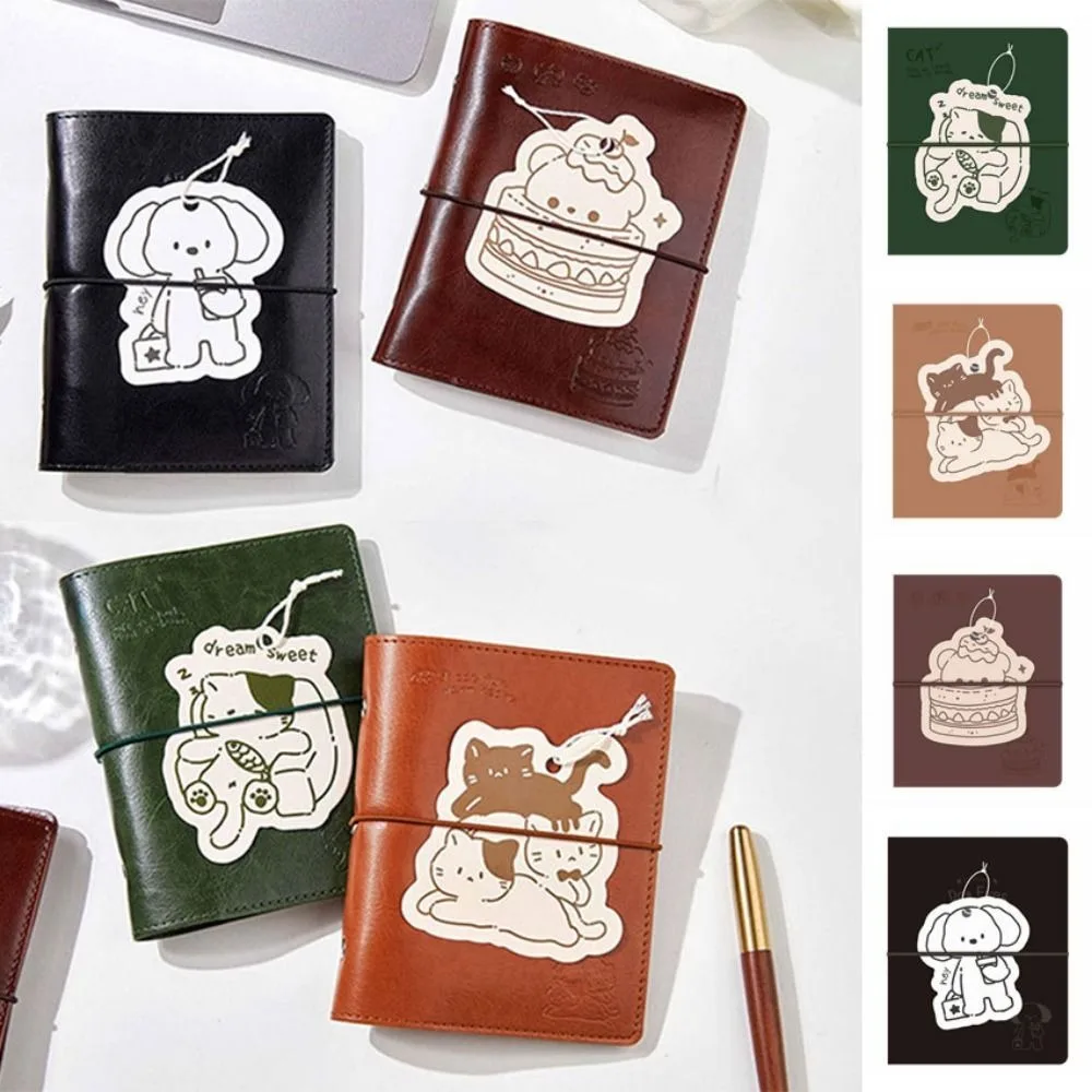 Portable Loose-Leaf Notebook 5-Ring 80 Sheets Work Record Book with Calculator PU Leather Hardcover Binder Notepad School Use