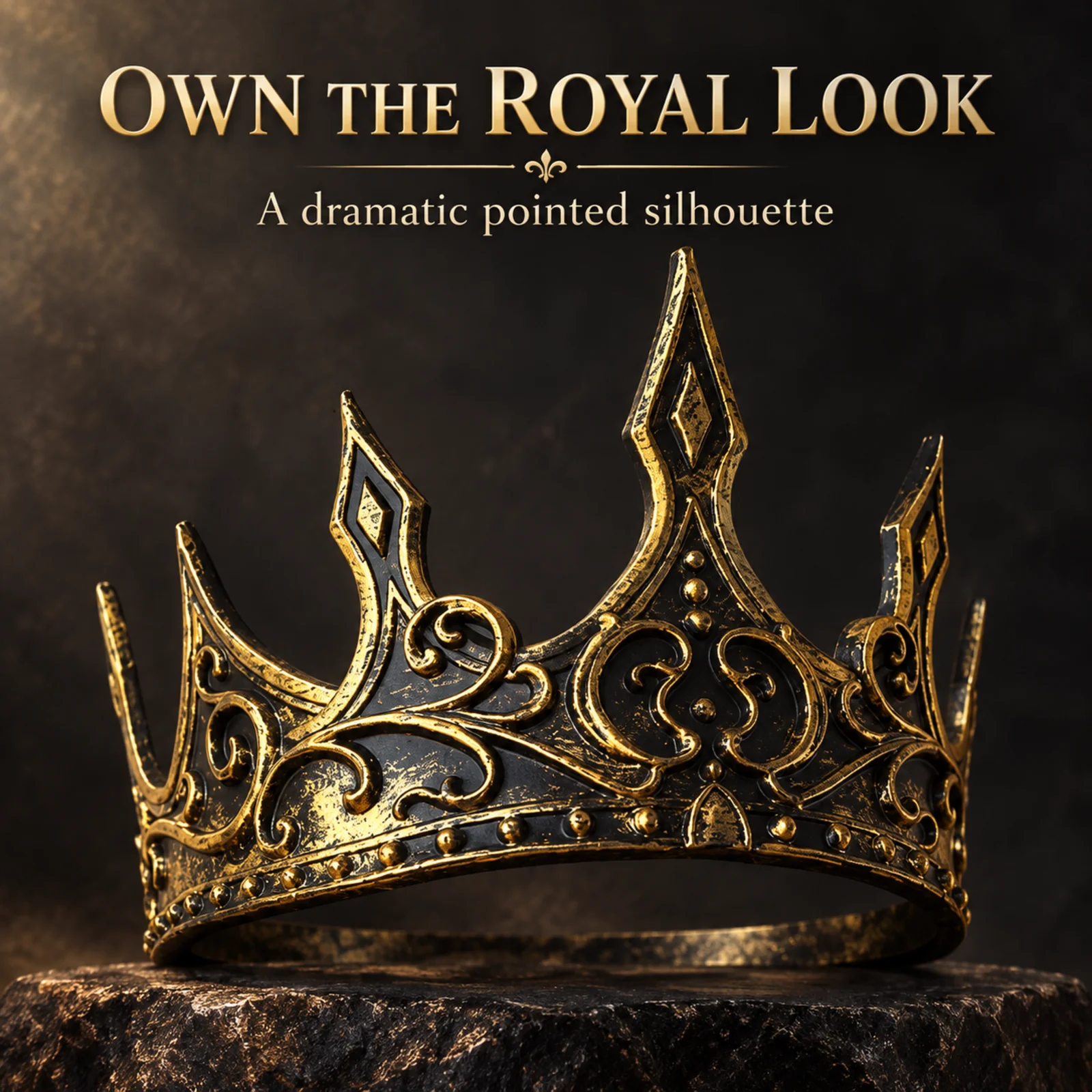 Medieval Men'S Accessories - ヴィンテージゴシック風、王冠、ティアラ、邪悪な女王、魔女風のヘッドドレス、中世風コスプレアクセサリー、ハロウィンパーティーやプロムに最適、男女兼用。