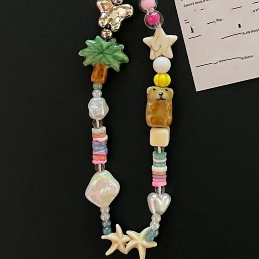 

Ремешок для мобильного телефона из акрила с подвеской в виде кокосовой пальмы и декоративной морской звезды, аксессуар для телефона, для фотокамеры, DIY