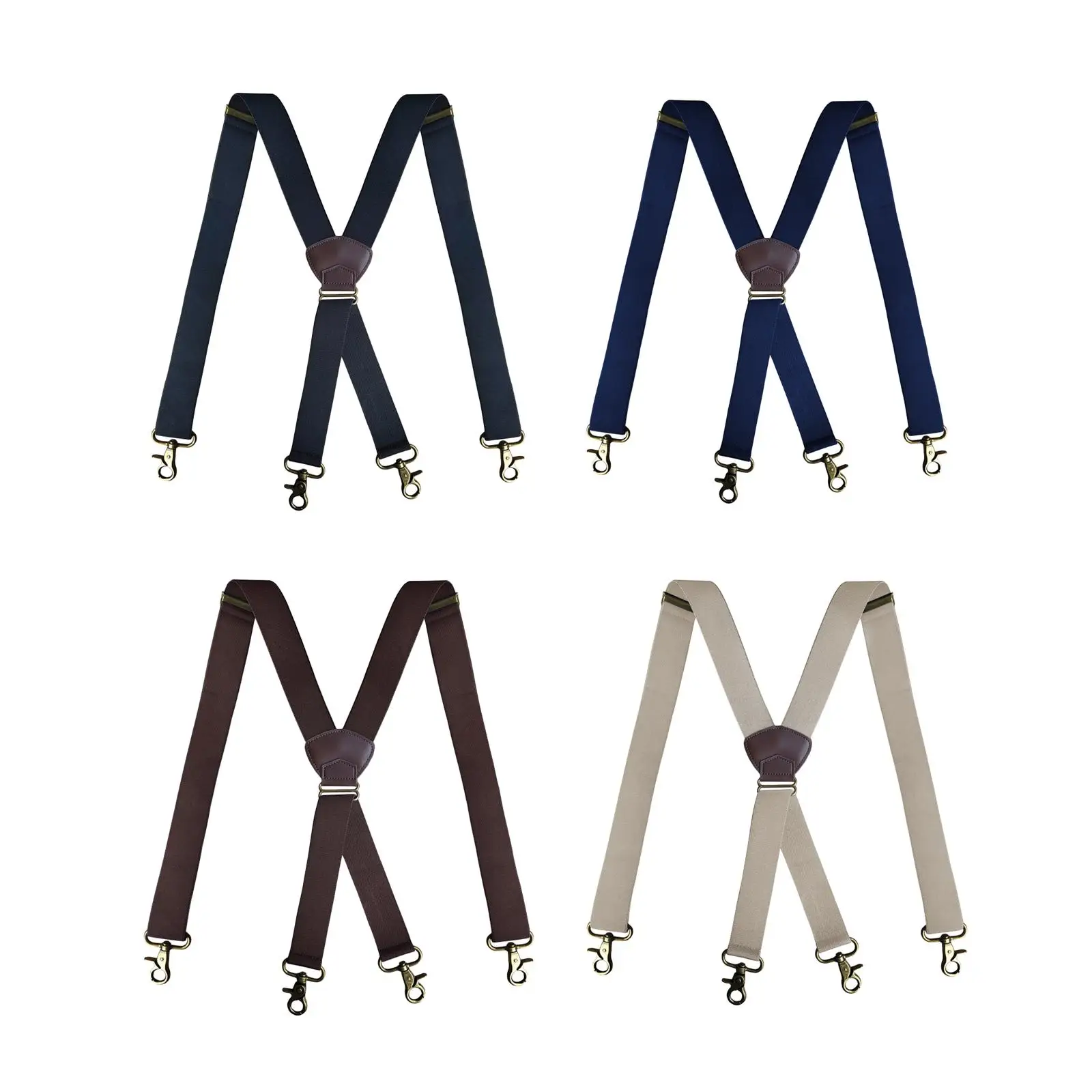 Suspenders for Men with 4 Snap Hooks Durable Pants Suspender x Shaped for
