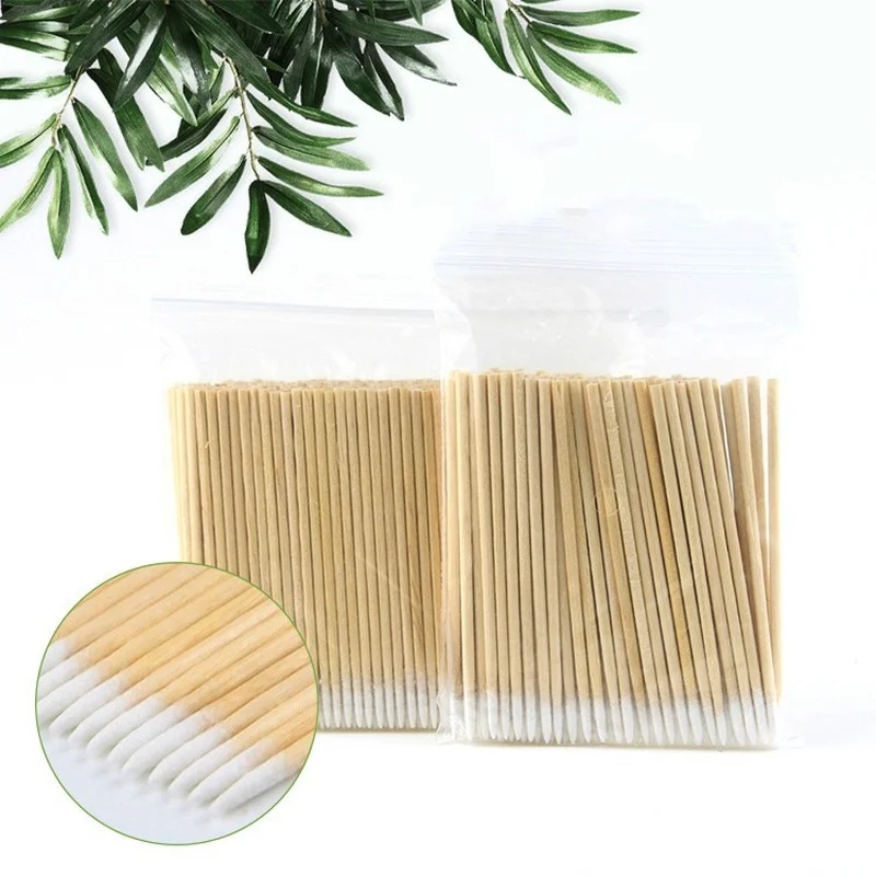 100PCS 7cm Pointed Tip Head Cotton Swab Eyebrow Tattoo Nail Seam Dedicated Dirty Picking Eyelash Extension Glue Removing Tools