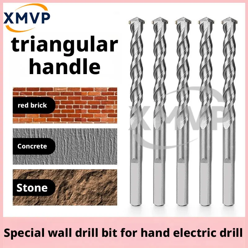 

Специальное ударное сверло для электродрелей, сверло для бетона и цемента диаметром 6 мм, треугольная ручка, трехкулачковая, сверление стен 8 мм.