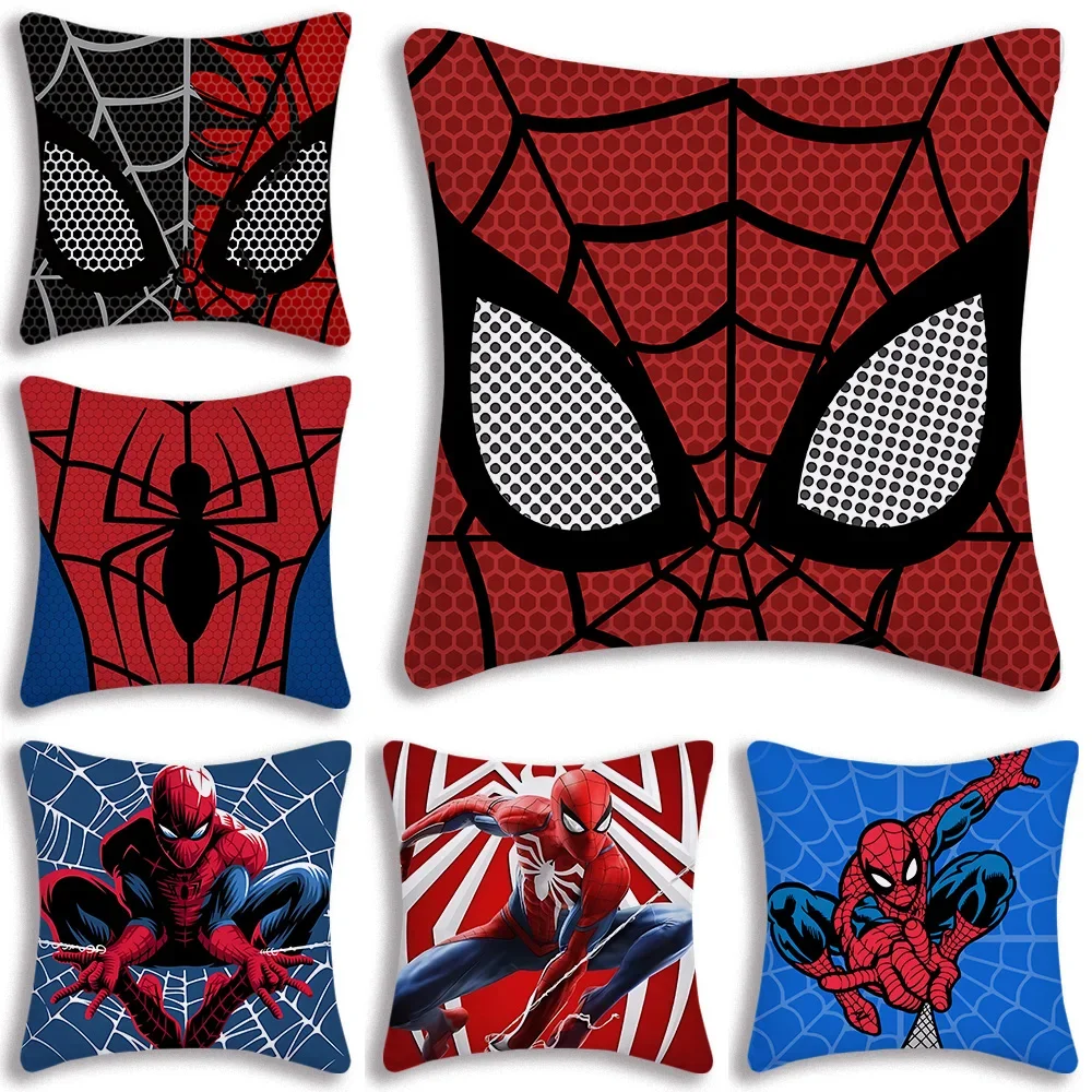 Black White Cool Pillow Covers Sofa Decorative Home HOT Marvels Spiders Man Double-sided Printing Short Plush Cute Cushion Cover