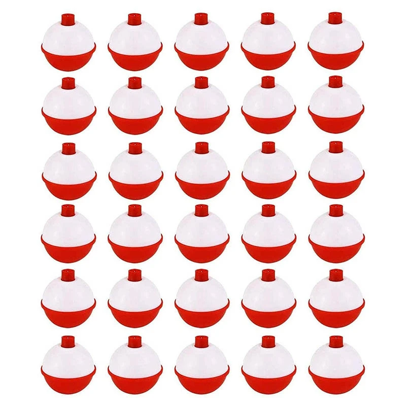 30 шт. рыболовные поплавки 1 дюйм, рыболовные поплавки с кнопками, красные и белые поплавки, рыболовные поплавки и богатая поплавка