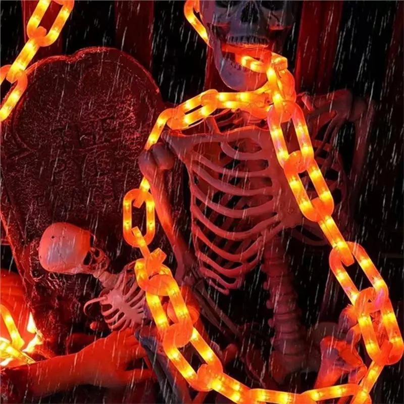 ABKP-Halloween Solar LED Chain Lights Props Chains With 8 Lighting Modes Plastic String Lights B