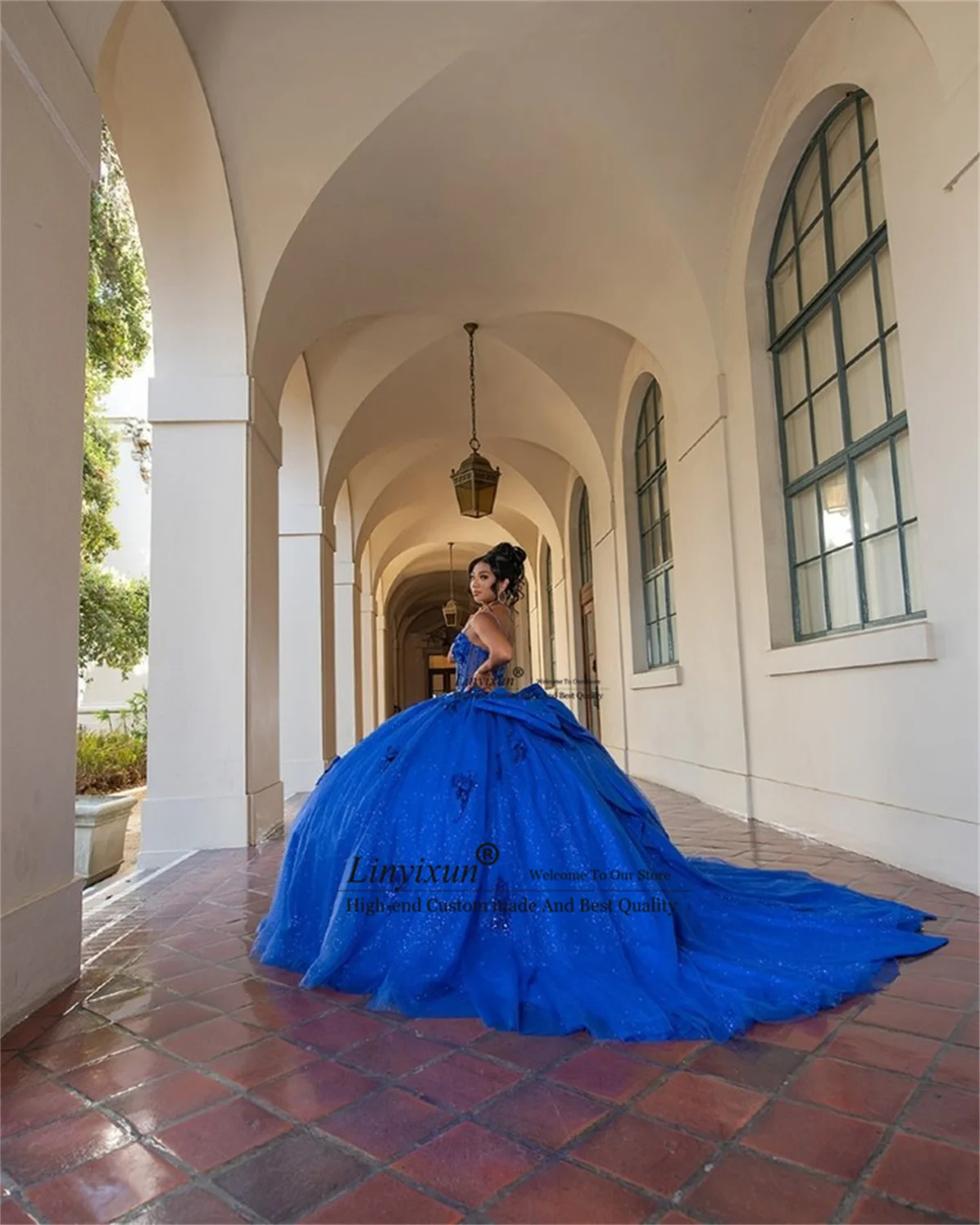 Gaun Quinceanera Model Ball Gown Meksiko dengan Aplikasi Bunga 3D, Tali Spaghetti, Dapat Disesuaikan, untuk Ulang Tahun Sweet 16, Vestidos De 15 Años
