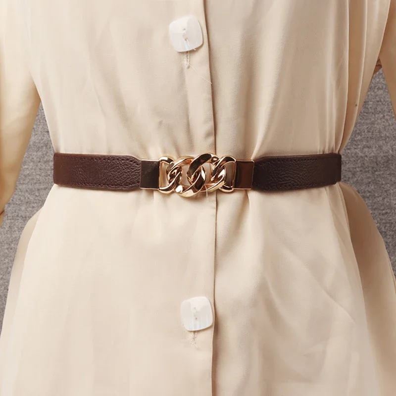 New Style Belt Women's Thin Belt Slim Decorative Shirt with Dress Multi-ring Buckle Elastic High Elastic Atmosphere Summer