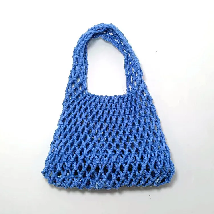 Bolso de mano con agujeros para mujer, bolsa de mano con cuerda de paja, tejido a mano, tejido a mano, 2023