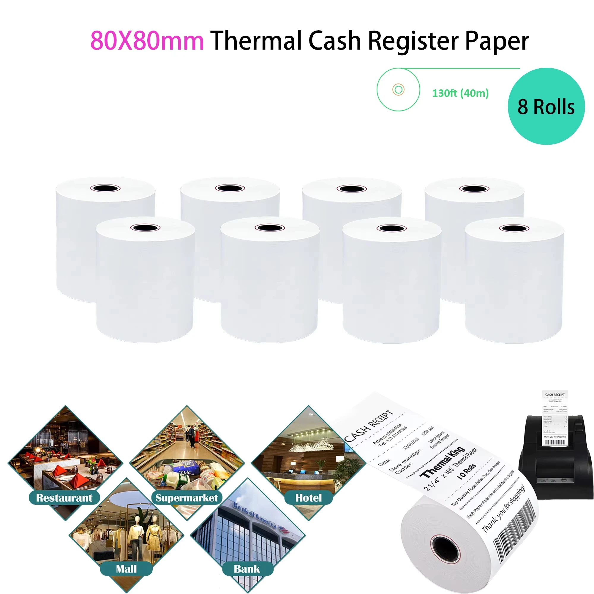 80x80mm Thermal Paper Rolls POS Cash Register Receipt Rolls for Samsung Printers