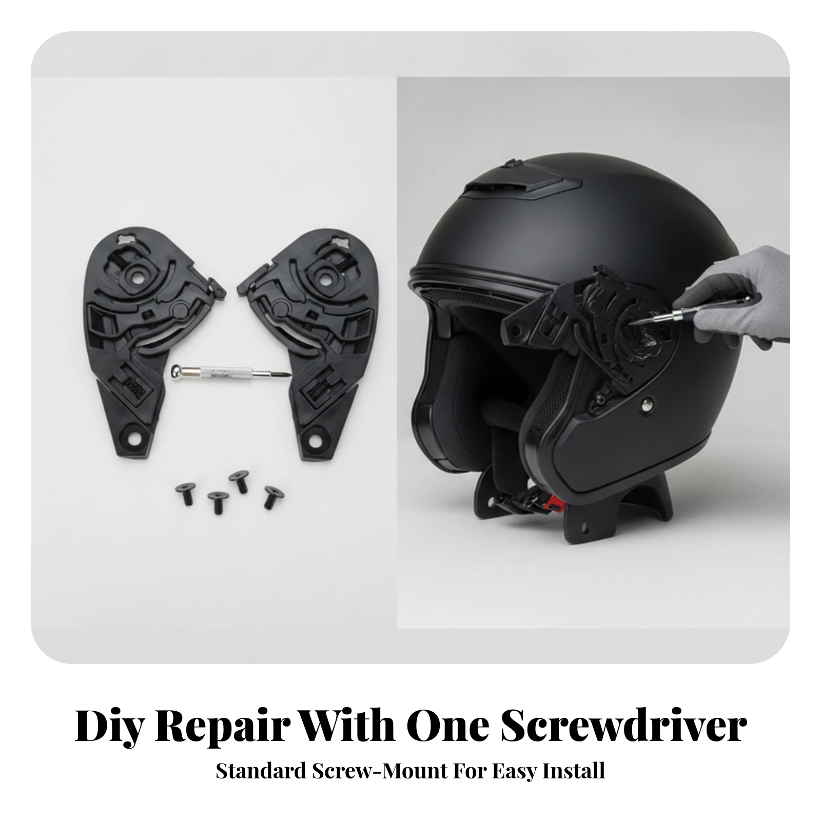 Helmet Base Mechanism with Screws Precision Fit Visor Mounting Plates with Hardware Replacement Part Sturdy
