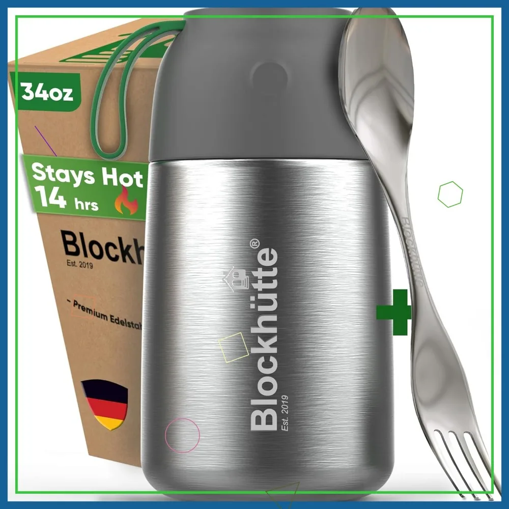 

34oz Vacuum Stainless Steel Thermal Lunch Box, Leakproof Insulated Food Jar for Hot Meals