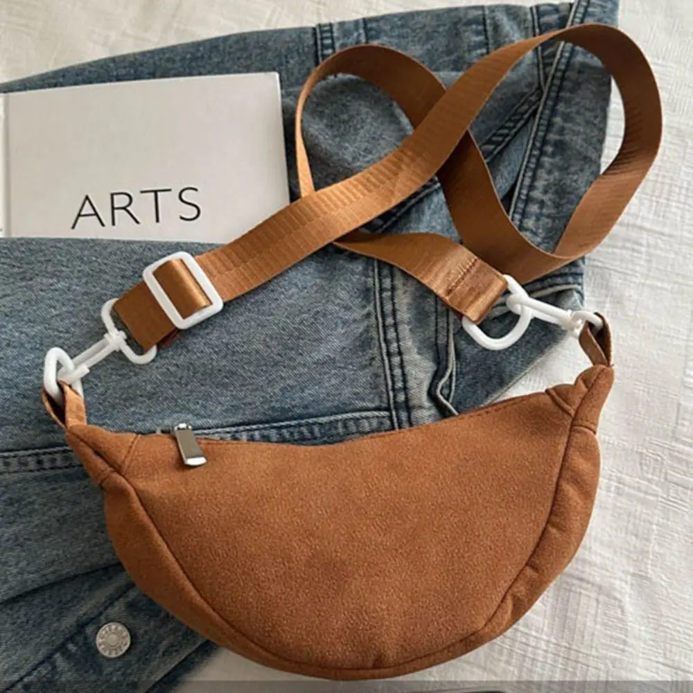 

Casual Korean Style Suede Crossbody Bag Handbag Solid Color Mini Dumpling Bag Lightweight Suede Shoulder Bag Women