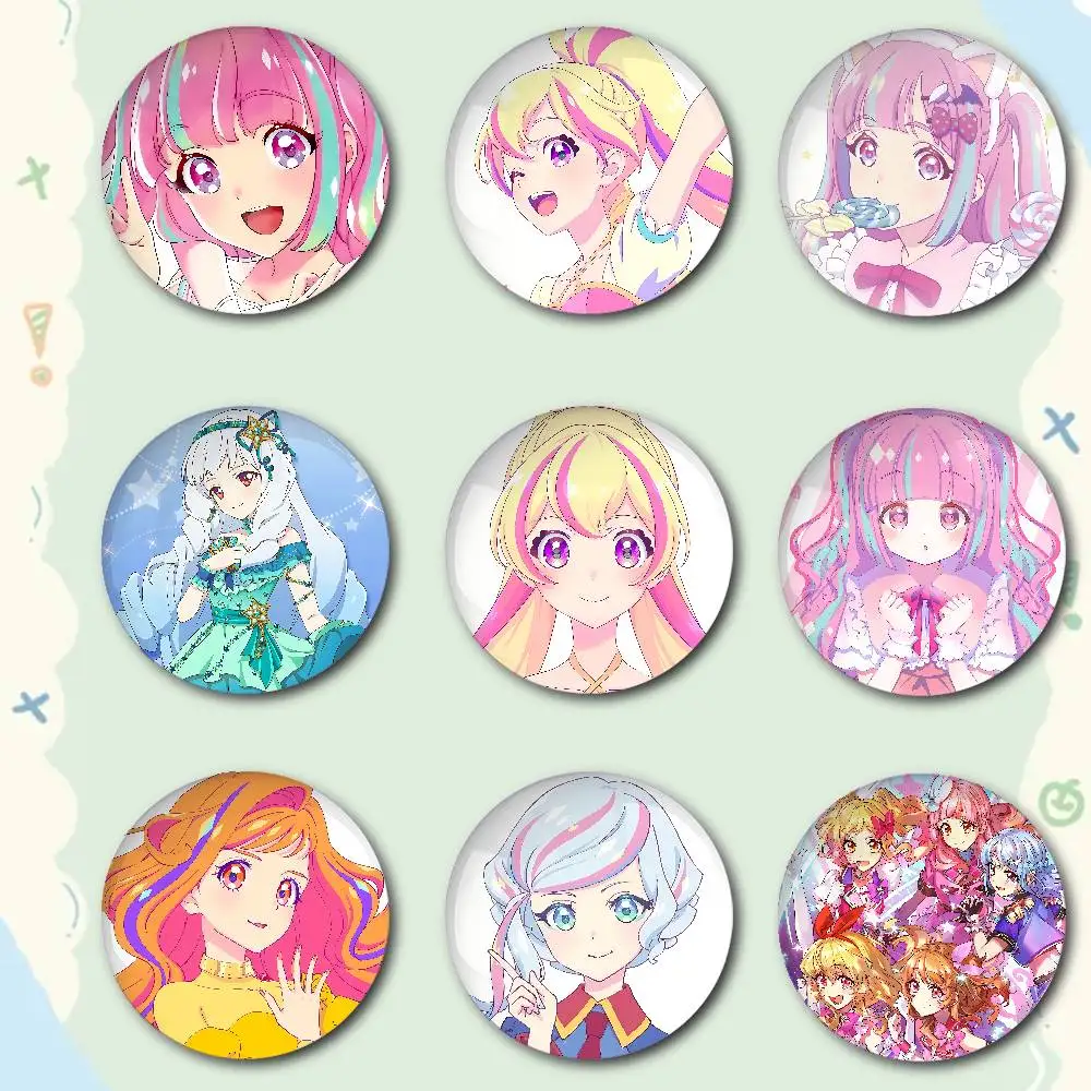 A-Aikatsu P-Planet Premium Tinplate Round Lapel Pins: Cute Badge Brooches For Shoulder Bag Accessories, Souvenir Gifts
