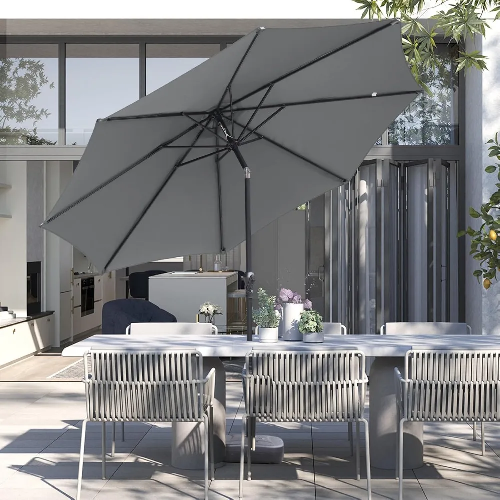 Sonnenschirm, 300 cm mit UV50+-Schutz, wasserabweisender Gartenschirm mit Kurbelbetrieb,