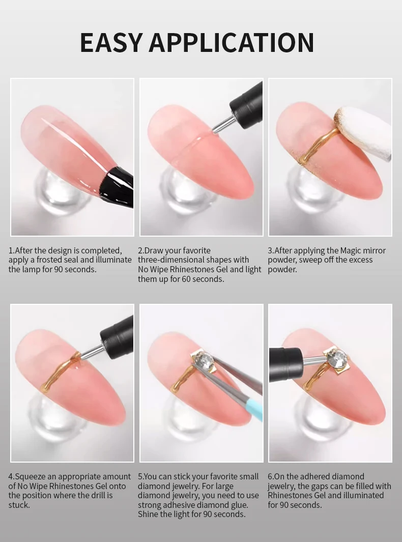 RSNAIL No Wipe Strass-Gel für Nägel, 15 g, 3D-Chrom-Nagelkunst-Designs, Strass-Kleber, DIY-Sculpting-Gel, Soak Off Nail Gem Glue – Detail 8