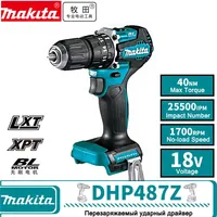 Makita Brushless impact screwdriver Drill DHP487 40N.m Electric Screwdriver Two Gear Speed Wireless Power Driver Battery Tools