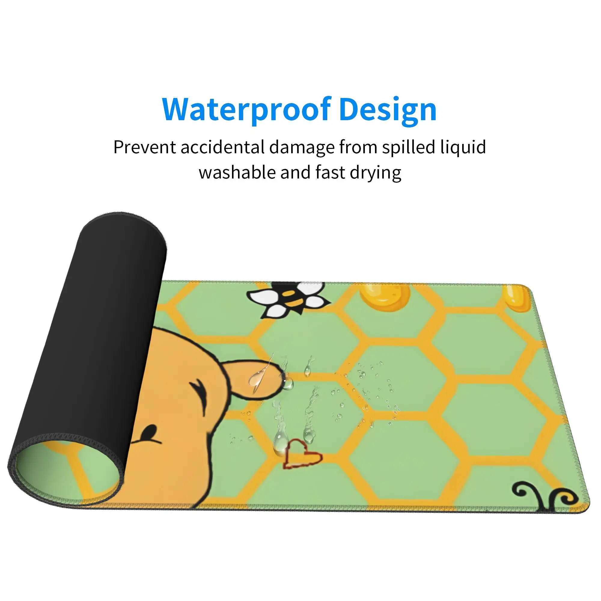 لوحة مفاتيح وماوس كبيرة للكمبيوتر من Winnie the Pooh Honey Wall - قاعدة مطاطية غير قابلة للانزلاق، حواف مخيطة، مثالية للألعاب والمكتب U