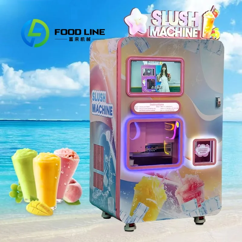 LED Decorated Slush Vending Machine Bright Front Light And Custom Outer Sticker Boost Storefront Attraction To Draw Passerby