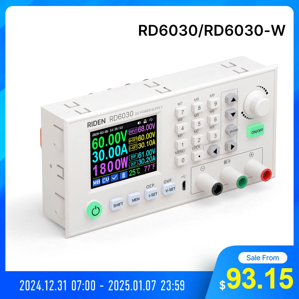 RD RD6030 RD6030W 60V 30A DC Adjustable Step Down Voltage Bench Regulated Power Supply Buck Converter Battery Charging&1500W PSU