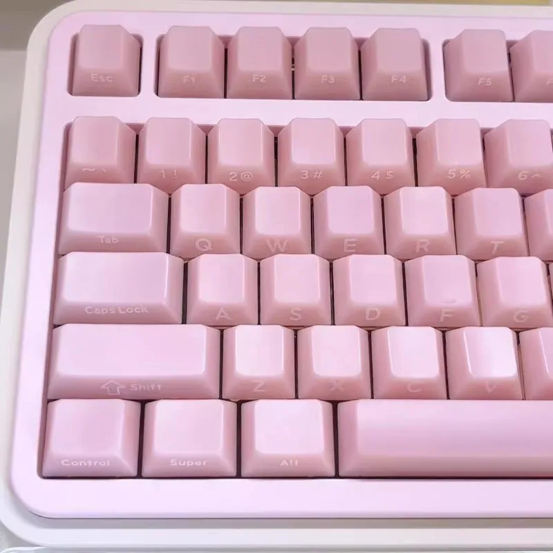 Pink Jade Theme Keycap 127Key PBT Custom Side-engraved Keyboard Cap Cherry Profile Key Cap for Mechanical Keyboard Accessories