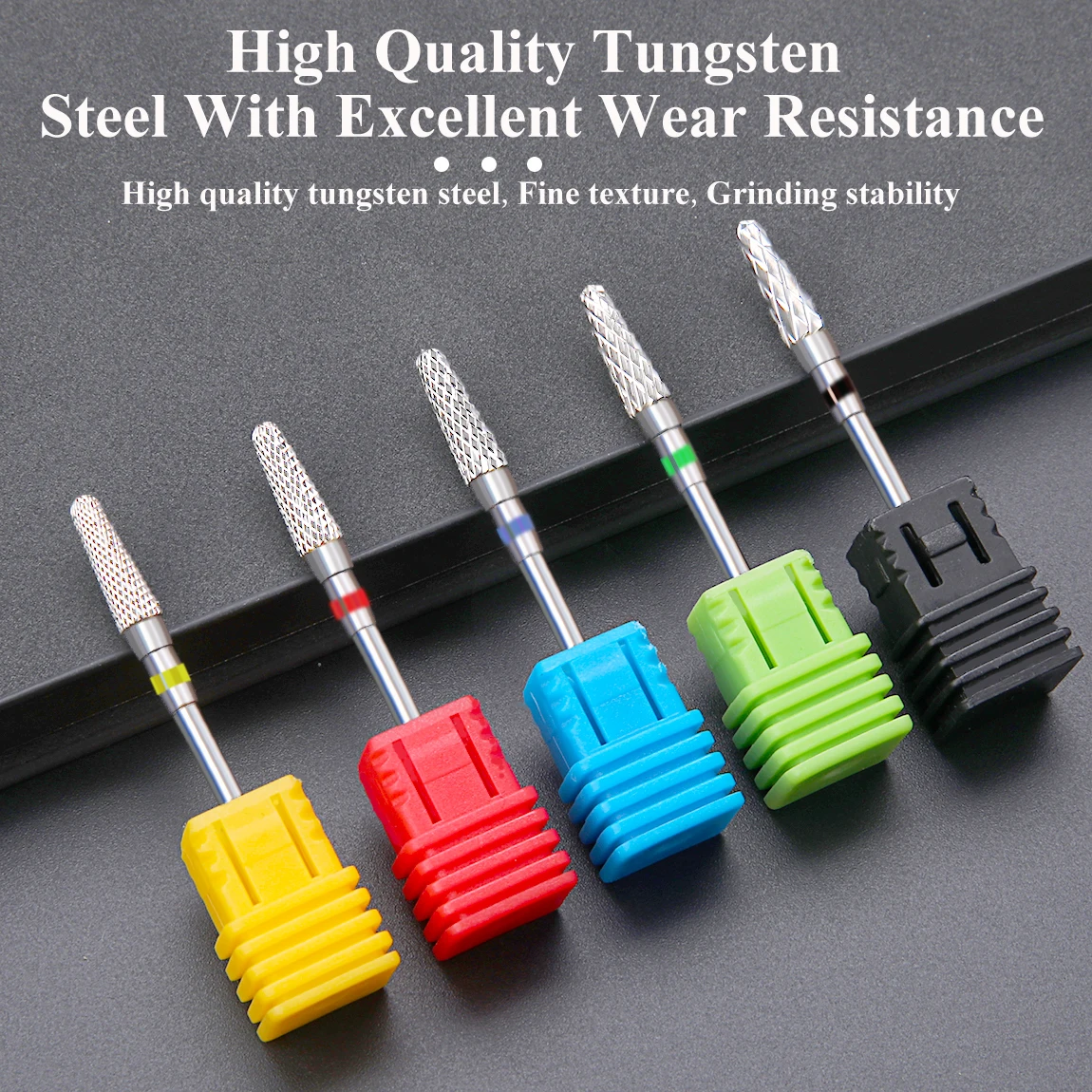 1 pz punte da trapano per unghie in acciaio al tungsteno di alta qualità per la rimozione della cuticola strumento di accessori per trapano per unghie elettrico