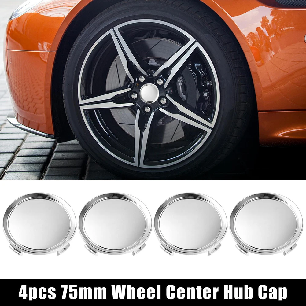 4pcs 75mm Universal Wheels Center Cap Hubcap Chrome Silver ABS Plastic Wheels Tires Accessories Parts Fit For Most Cars