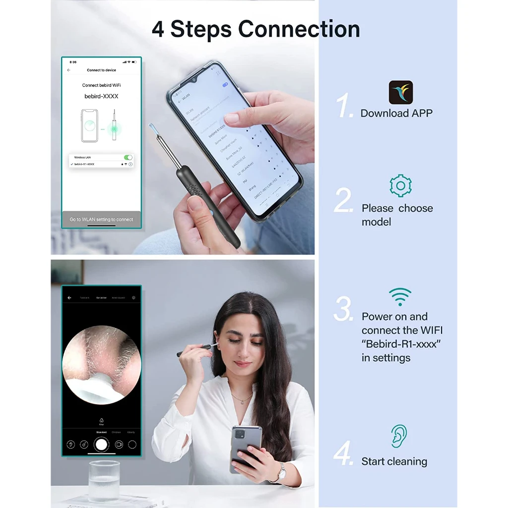 Bebird-耳掃除機,スマートビジュアルクリーナー,3.5mmカメラ付き,ワックス取り外しキット,イヤーヘルスケア,r1,r3,t15,m9s