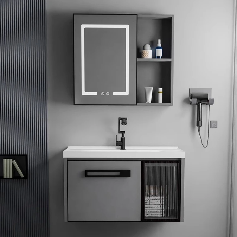 

Космический алюминиевый шкаф для ванной комнаты, керамический встроенный умывальник, унитаз для небольшой квартиры, комбинированный умывальник Robusto, мебель для дома