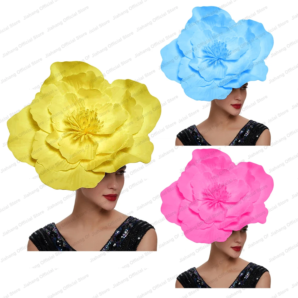 

Big Colorful Flower Fascinator Hat Bloss Floral Bridal Masquerade Kentucky Derby Photography Headwear for Women Girls